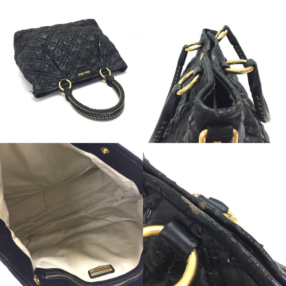 MIUMIU Quilted Bag, 2-Way Shoulder Bag/Handbag, PVC, Unisex, Black