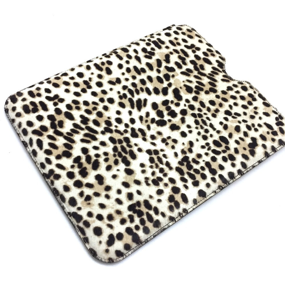 MIUMIU 5ARE43 Leopard Print Tablet Accessory iPad Case, Unisex, Porcelain Leather, BIANCO, Beige