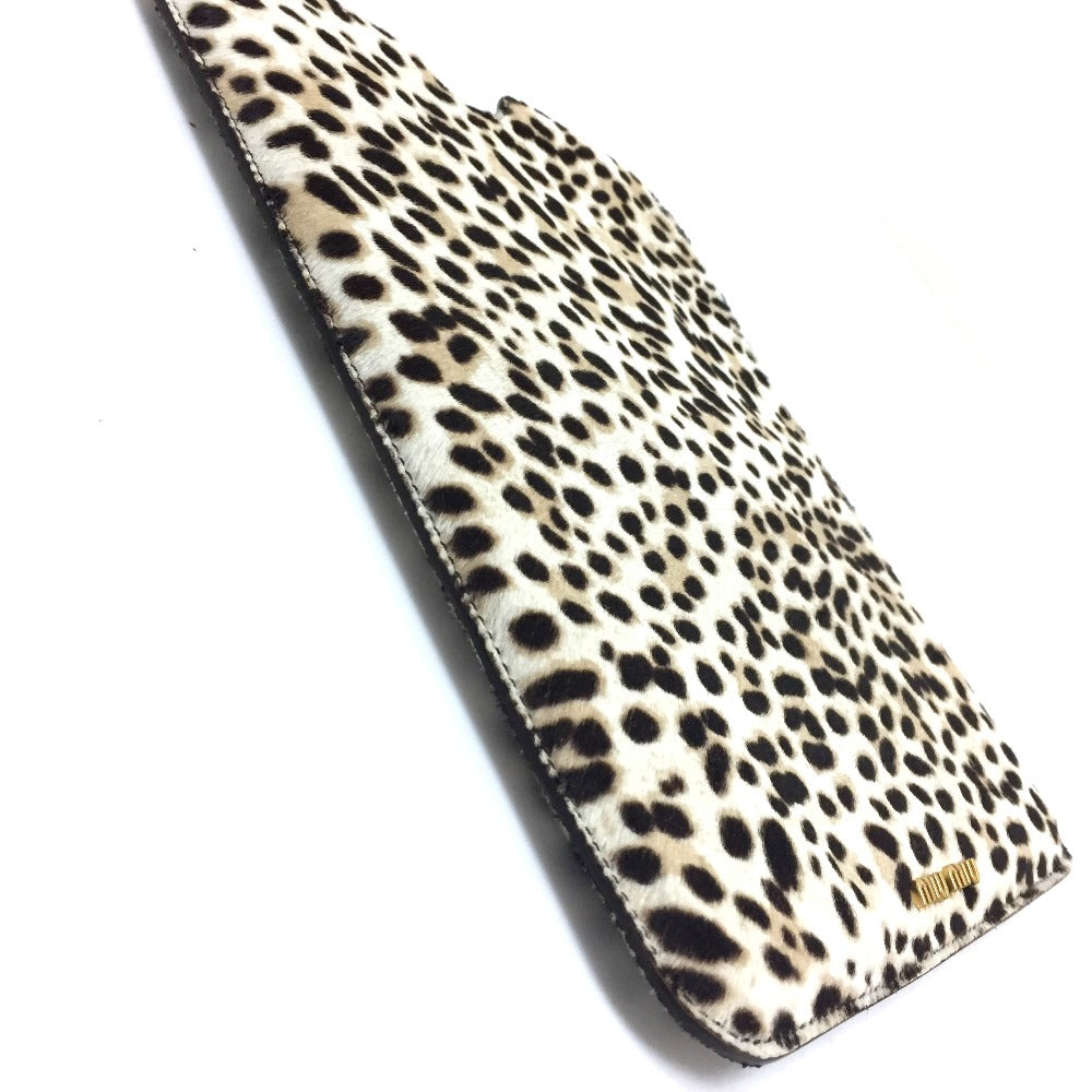 MIUMIU 5ARE43 Leopard Print Tablet Accessory iPad Case, Unisex, Porcelain Leather, BIANCO, Beige