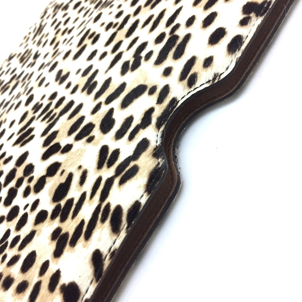 MIUMIU 5ARE43 Leopard Print Tablet Accessory iPad Case, Unisex, Porcelain Leather, BIANCO, Beige
