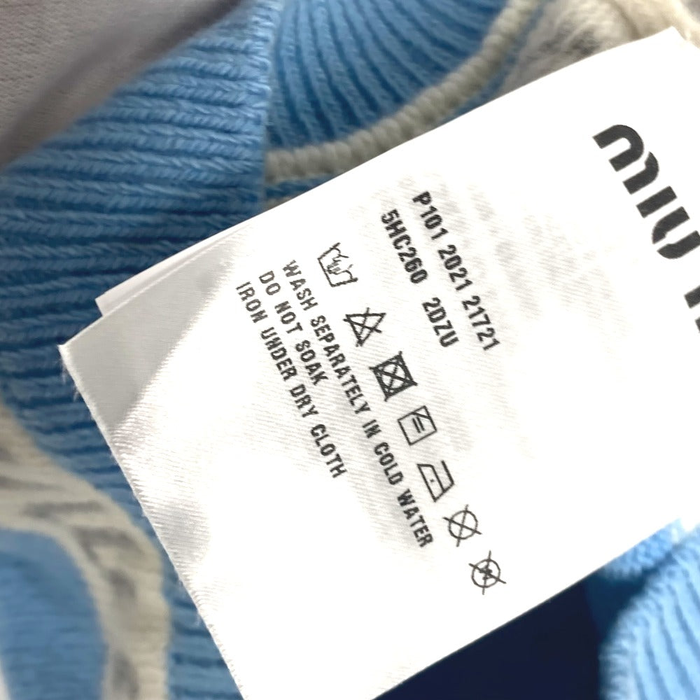 MIUMIU 5HC260 ビーニー 帽子 ニット帽 ニットキャップ ロゴ ニット帽 ウール レディース ブルー - brandshop-reference