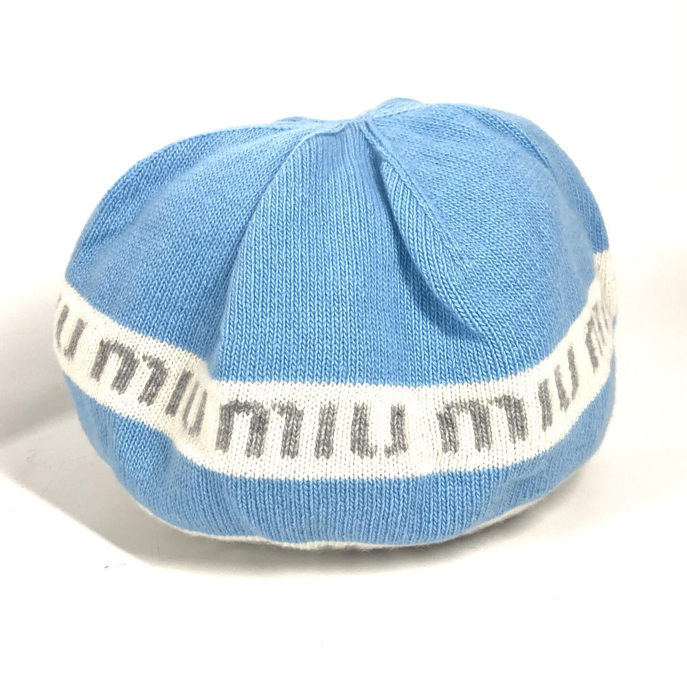 MIUMIU 5HC260 ビーニー 帽子 ニット帽 ニットキャップ ロゴ ニット帽 ウール レディース ブルー - brandshop-reference