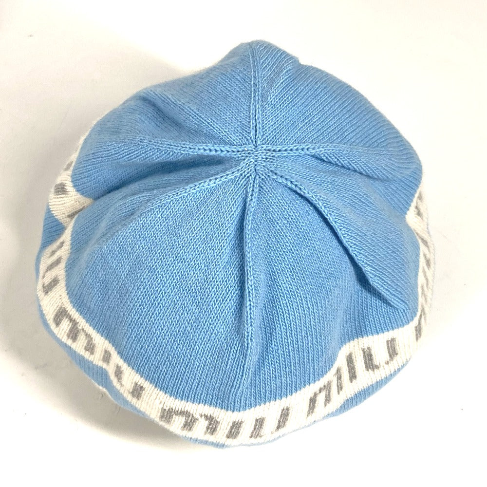 MIUMIU 5HC260 ビーニー 帽子 ニット帽 ニットキャップ ロゴ ニット帽 ウール レディース ブルー - brandshop-reference