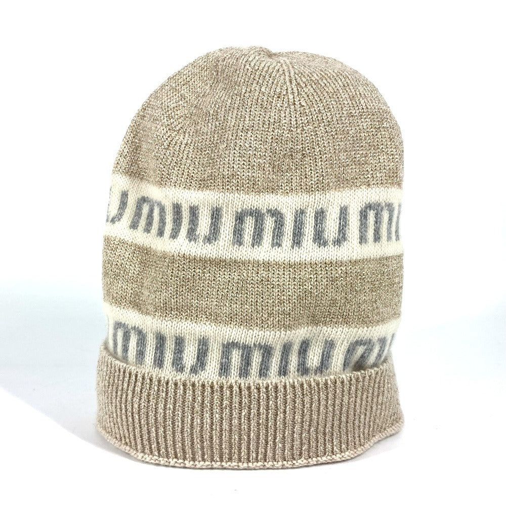 MIUMIU 5HC286 ロゴ ビーニー 帽子 ニット帽 ニットキャップ ニット帽 ウール/カシミヤ レディース ホワイト - brandshop-reference