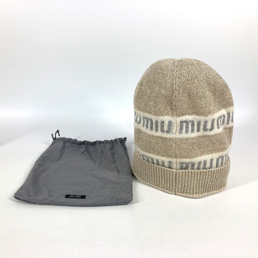 MIUMIU 5HC286 ロゴ ビーニー 帽子 ニット帽 ニットキャップ ニット帽 ウール/カシミヤ レディース ホワイト - brandshop-reference