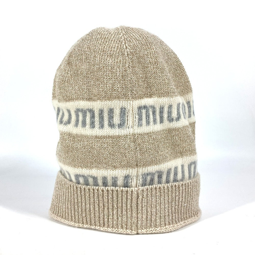 MIUMIU 5HC286 ロゴ ビーニー 帽子 ニット帽 ニットキャップ ニット帽 ウール/カシミヤ レディース ホワイト - brandshop-reference