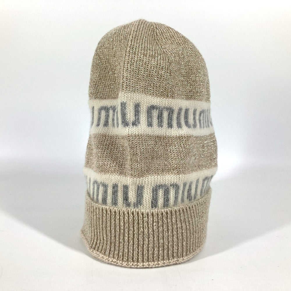 MIUMIU 5HC286 ロゴ ビーニー 帽子 ニット帽 ニットキャップ ニット帽 ウール/カシミヤ レディース ホワイト - brandshop-reference