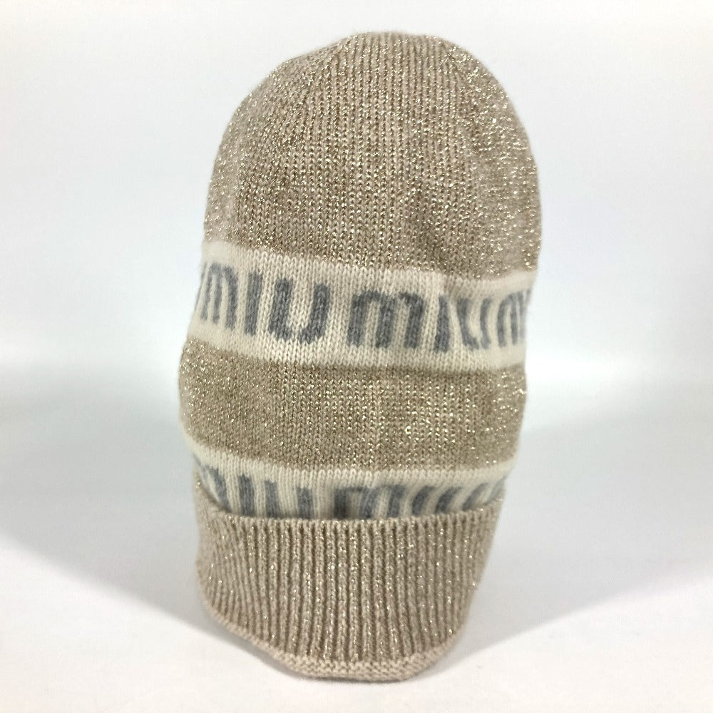 MIUMIU 5HC286 ロゴ ビーニー 帽子 ニット帽 ニットキャップ ニット帽 ウール/カシミヤ レディース ホワイト - brandshop-reference