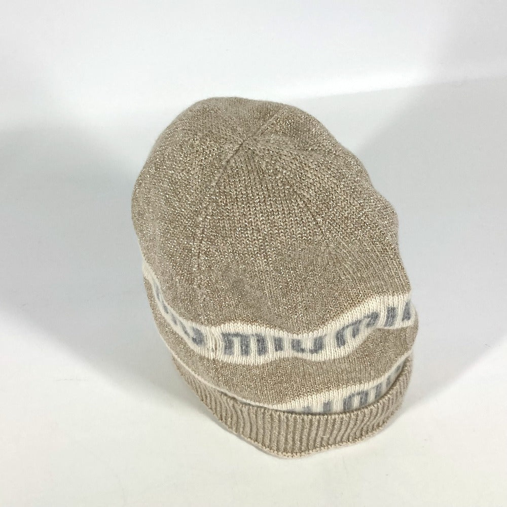 MIUMIU 5HC286 ロゴ ビーニー 帽子 ニット帽 ニットキャップ ニット帽 ウール/カシミヤ レディース ホワイト - brandshop-reference