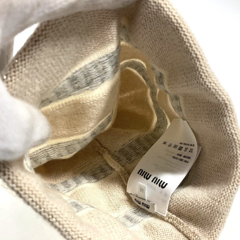 MIUMIU 5HC286 ロゴ ビーニー 帽子 ニット帽 ニットキャップ ニット帽 ウール/カシミヤ レディース ホワイト - brandshop-reference