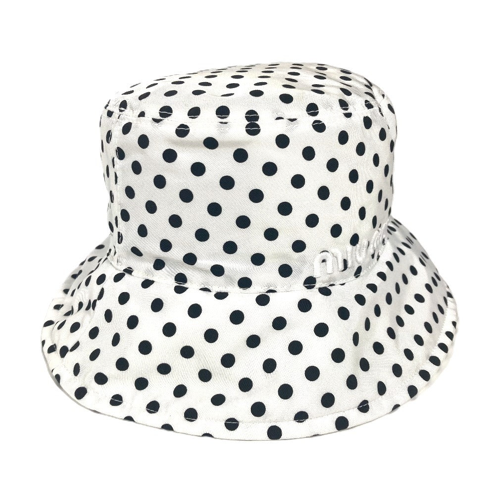 MIUMIU 5HC196 ドット 水玉 ロゴ ハット帽 帽子 バケットハット ボブハット ハット ポリアミド レディース ホワイト - brandshop-reference