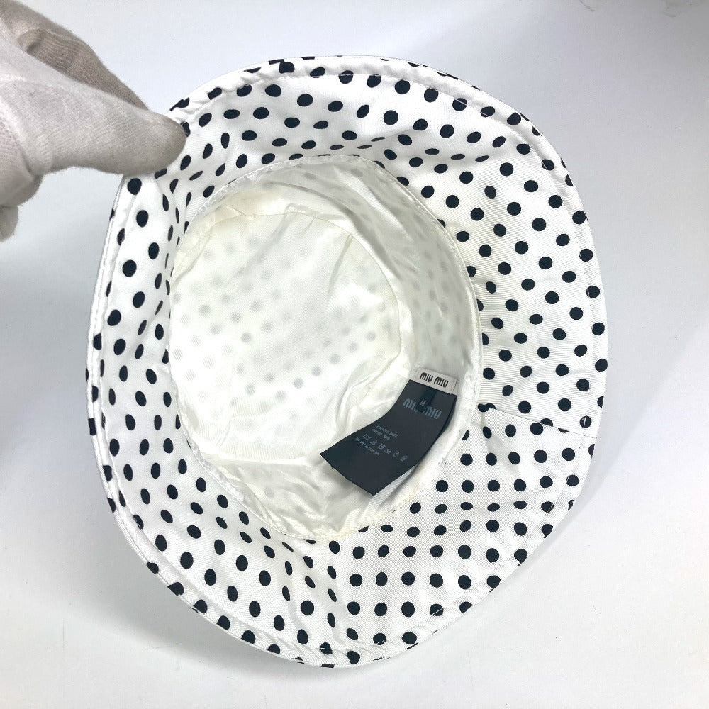 MIUMIU 5HC196 ドット 水玉 ロゴ ハット帽 帽子 バケットハット ボブハット ハット ポリアミド レディース ホワイト - brandshop-reference