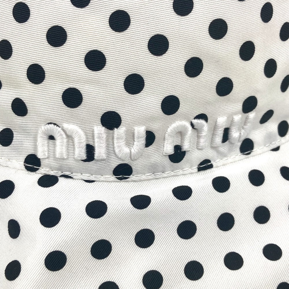 MIUMIU 5HC196 ドット 水玉 ロゴ ハット帽 帽子 バケットハット ボブハット ハット ポリアミド レディース ホワイト - brandshop-reference