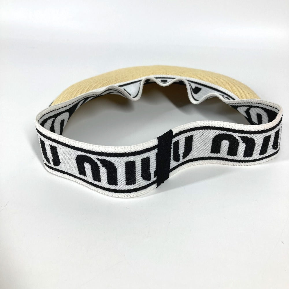 MIUMIU ロゴ 帽子 ツバあり バイザー アクセサリー サンバイザー ラフィア レディース ベージュ - brandshop-reference