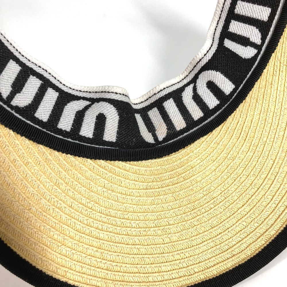 MIUMIU ロゴ 帽子 ツバあり バイザー アクセサリー サンバイザー ラフィア レディース ベージュ - brandshop-reference