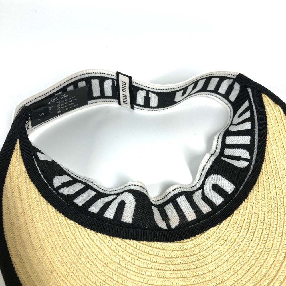 MIUMIU ロゴ 帽子 ツバあり バイザー アクセサリー サンバイザー ラフィア レディース ベージュ - brandshop-reference