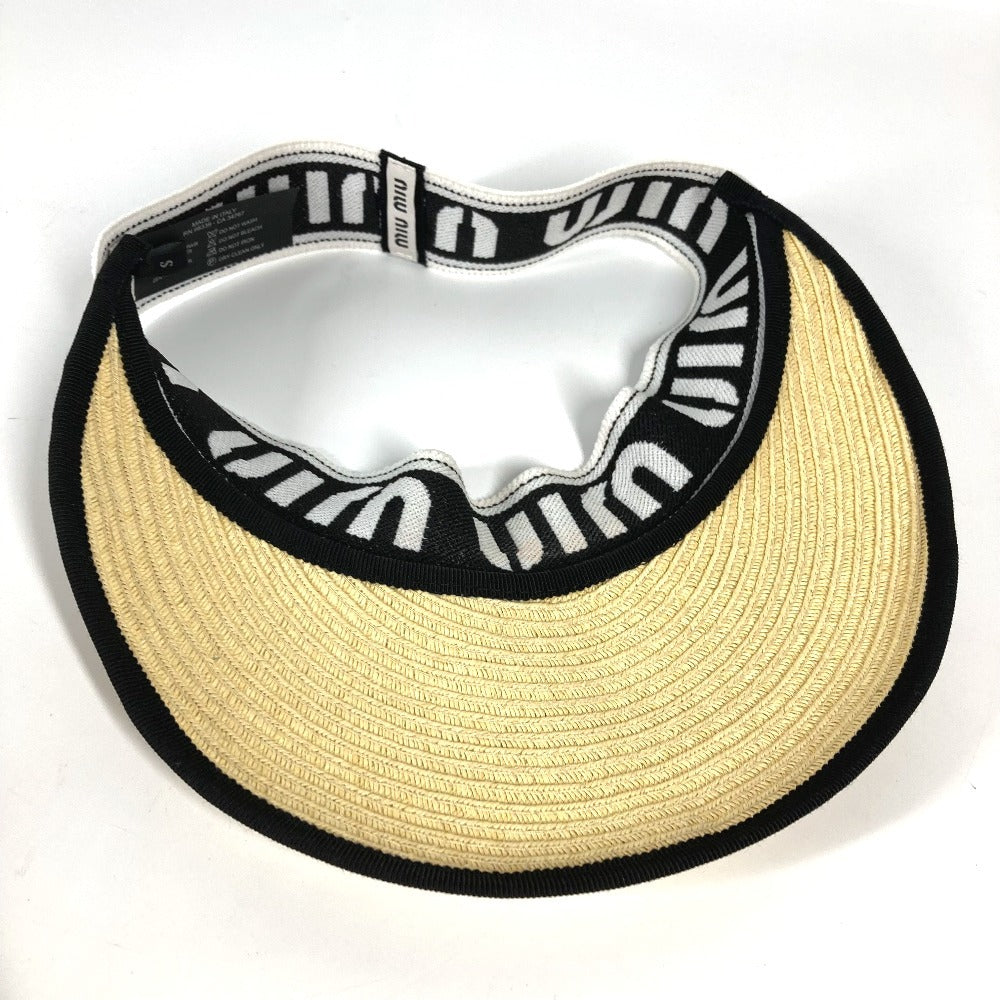 MIUMIU ロゴ 帽子 ツバあり バイザー アクセサリー サンバイザー ラフィア レディース ベージュ - brandshop-reference