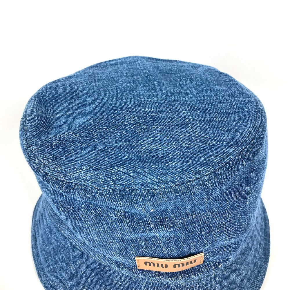 MIUMIU ロゴ デニムハット ハット帽 帽子 バケットハット ボブハット ハット コットン レディース ブルー - brandshop-reference