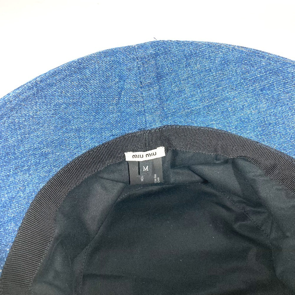 MIUMIU ロゴ デニムハット ハット帽 帽子 バケットハット ボブハット ハット コットン レディース ブルー - brandshop-reference
