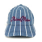 MIUMIU 5HC179 ロゴ ストライプ 帽子 キャップ帽 ベースボール キャップ コットン レディース ブルー - brandshop-reference