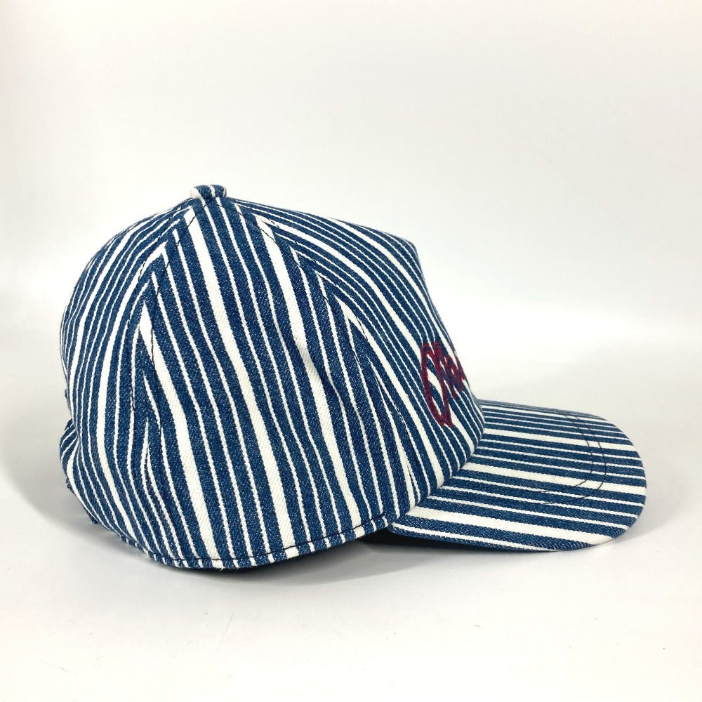 MIUMIU 5HC179 ロゴ ストライプ 帽子 キャップ帽 ベースボール キャップ コットン レディース ブルー - brandshop-reference