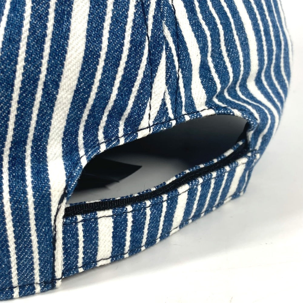 MIUMIU 5HC179 ロゴ ストライプ 帽子 キャップ帽 ベースボール キャップ コットン レディース ブルー - brandshop-reference