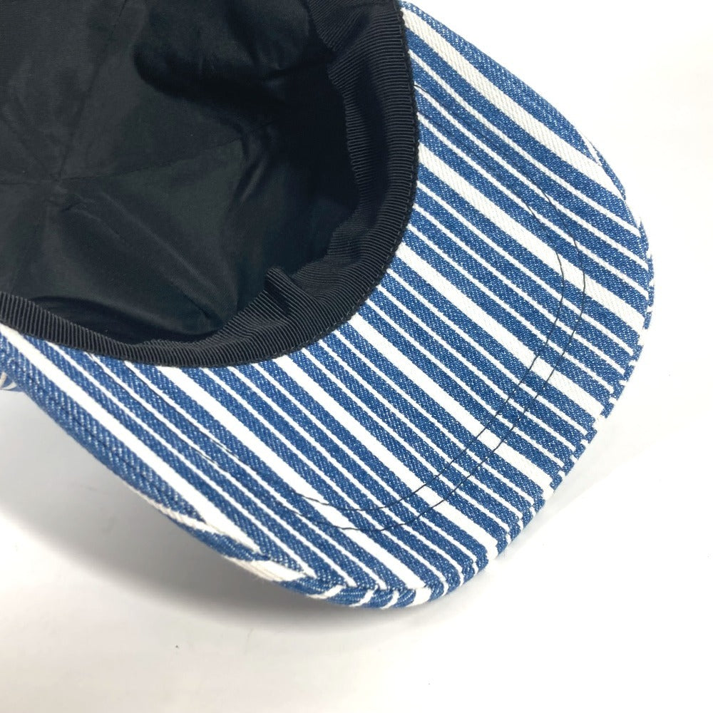 MIUMIU 5HC179 ロゴ ストライプ 帽子 キャップ帽 ベースボール キャップ コットン レディース ブルー - brandshop-reference