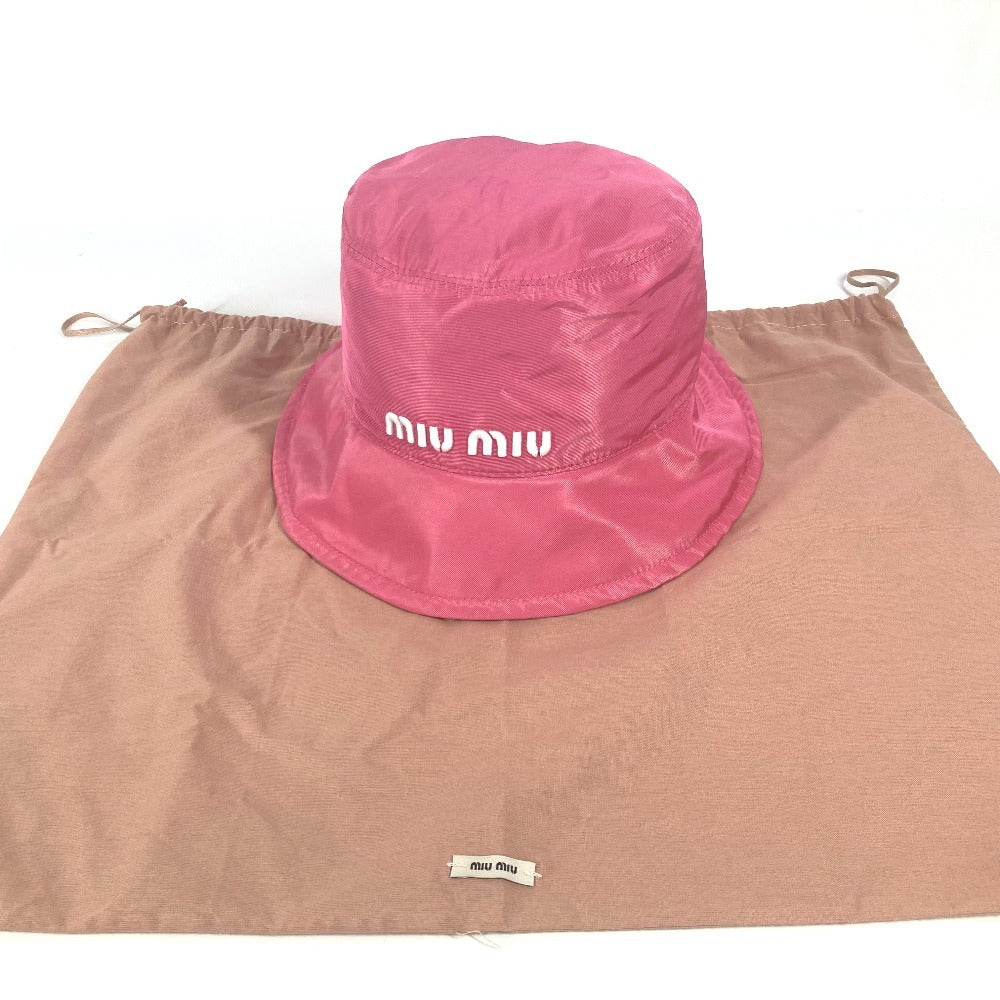 MIUMIU 5HC196 ロゴ ハット帽 帽子 バケットハット ボブハット ハット ポリエステル レディース ピンク - brandshop-reference