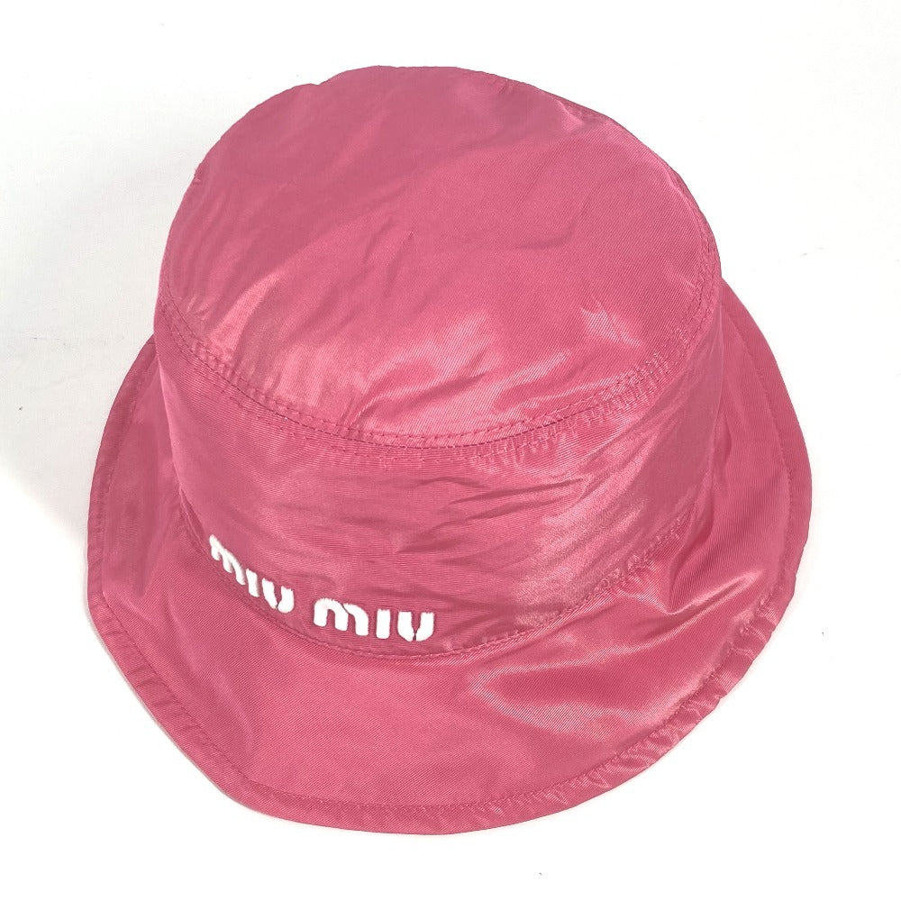 MIUMIU 5HC196 ロゴ ハット帽 帽子 バケットハット ボブハット ハット ポリエステル レディース ピンク - brandshop-reference