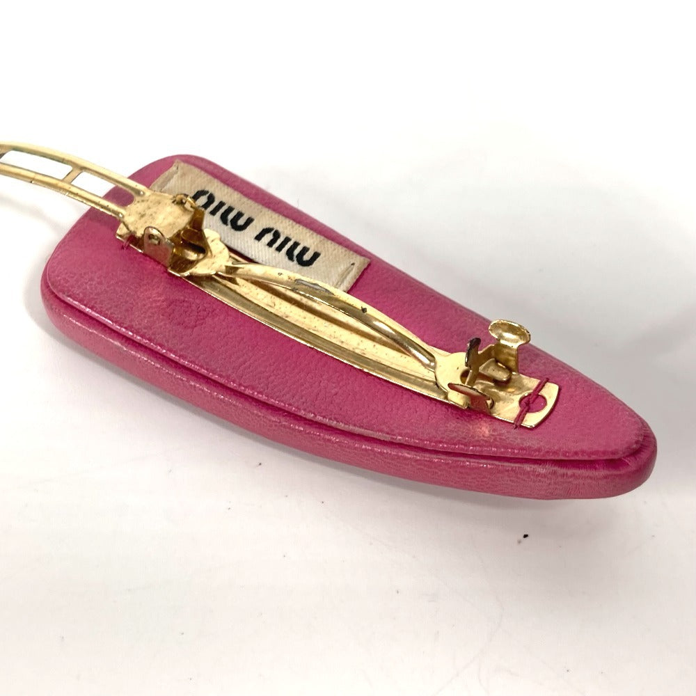 MIUMIU ロゴ ヘアアクセサリー ヘアピン レザー レディース ピンク - brandshop-reference