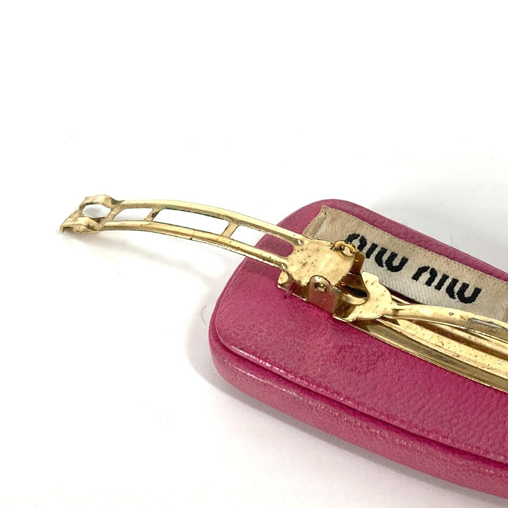 MIUMIU ロゴ ヘアアクセサリー ヘアピン レザー レディース ピンク - brandshop-reference