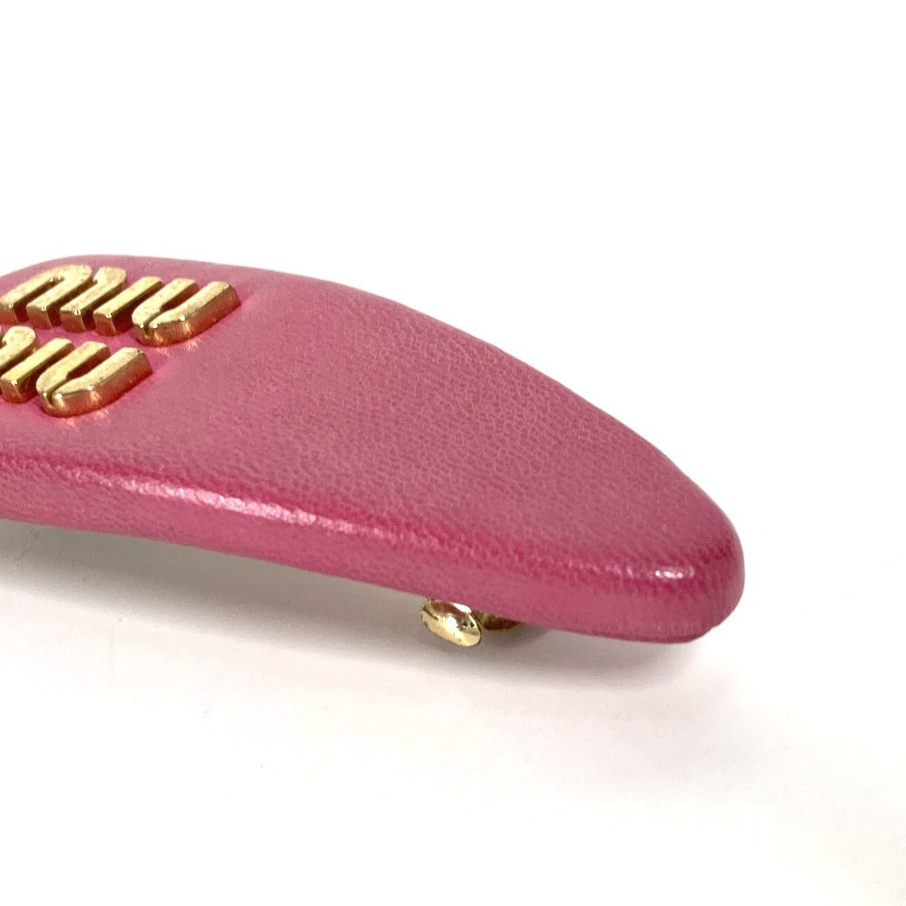 MIUMIU ロゴ ヘアアクセサリー ヘアピン レザー レディース ピンク - brandshop-reference