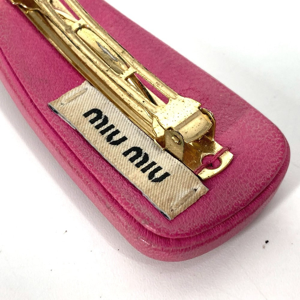 MIUMIU ロゴ ヘアアクセサリー ヘアピン レザー レディース ピンク - brandshop-reference