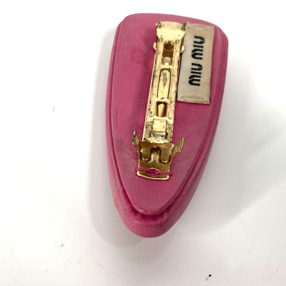 MIUMIU ロゴ ヘアアクセサリー ヘアピン レザー レディース ピンク - brandshop-reference