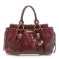 MIUMIU RT0383 ヴィッテロルクス カバン ギャザー ロゴ ハンドバッグ レザー レディース レッド