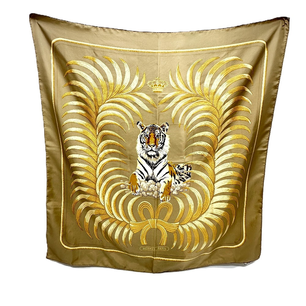HERMES カレ90 TIGER ROYAL 王者の虎 スカーフ シルク レディース ベージュ - brandshop-reference