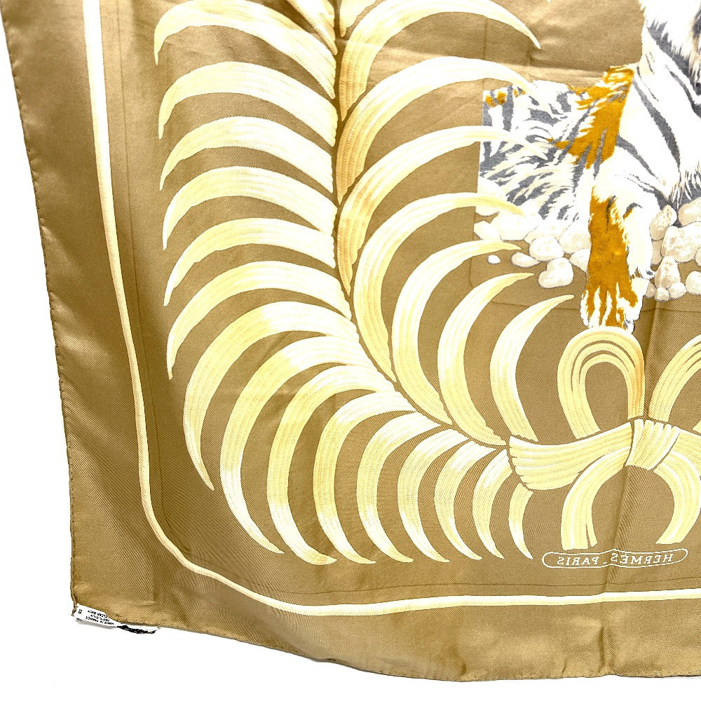 HERMES カレ90 TIGER ROYAL 王者の虎 スカーフ シルク レディース ベージュ - brandshop-reference