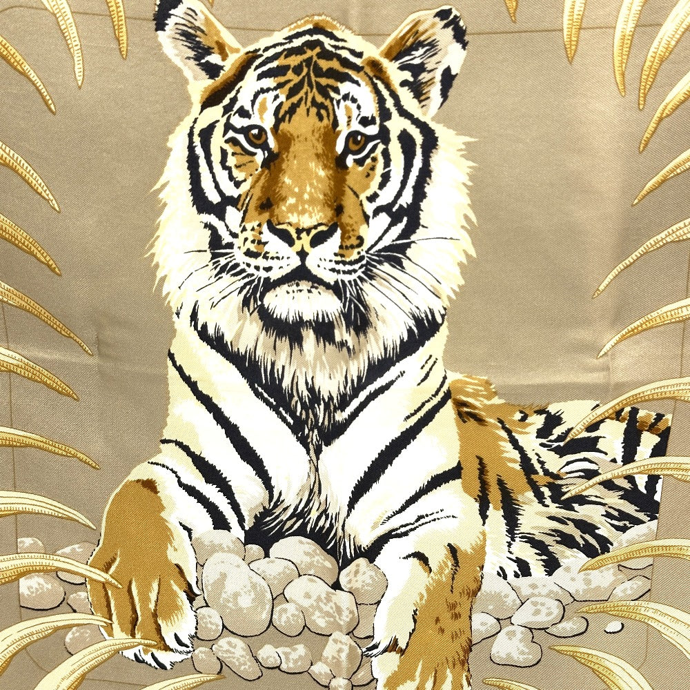 HERMES カレ90 TIGER ROYAL 王者の虎 スカーフ シルク レディース ベージュ - brandshop-reference