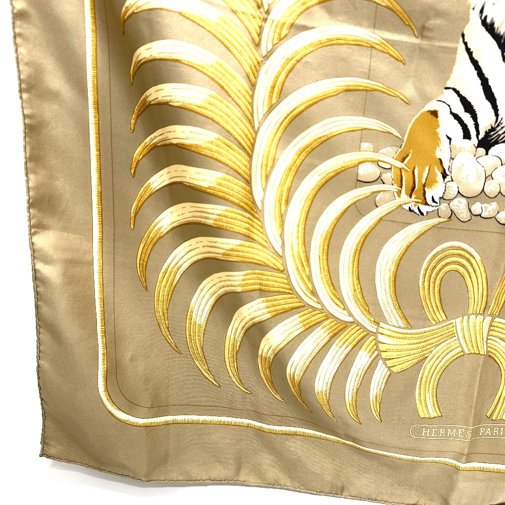 HERMES カレ90 TIGER ROYAL 王者の虎 スカーフ シルク レディース ベージュ - brandshop-reference
