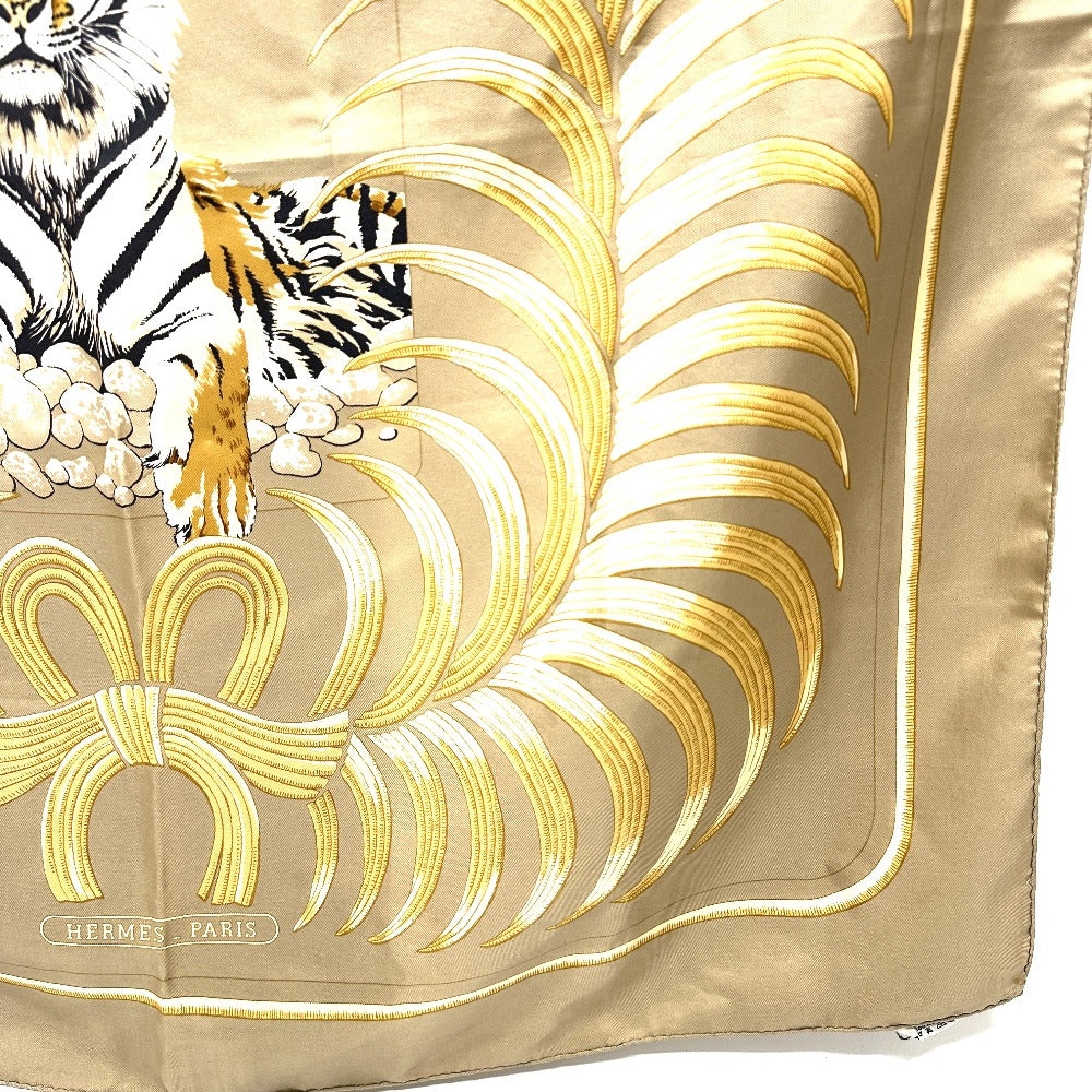 HERMES カレ90 TIGER ROYAL 王者の虎 スカーフ シルク レディース ベージュ - brandshop-reference