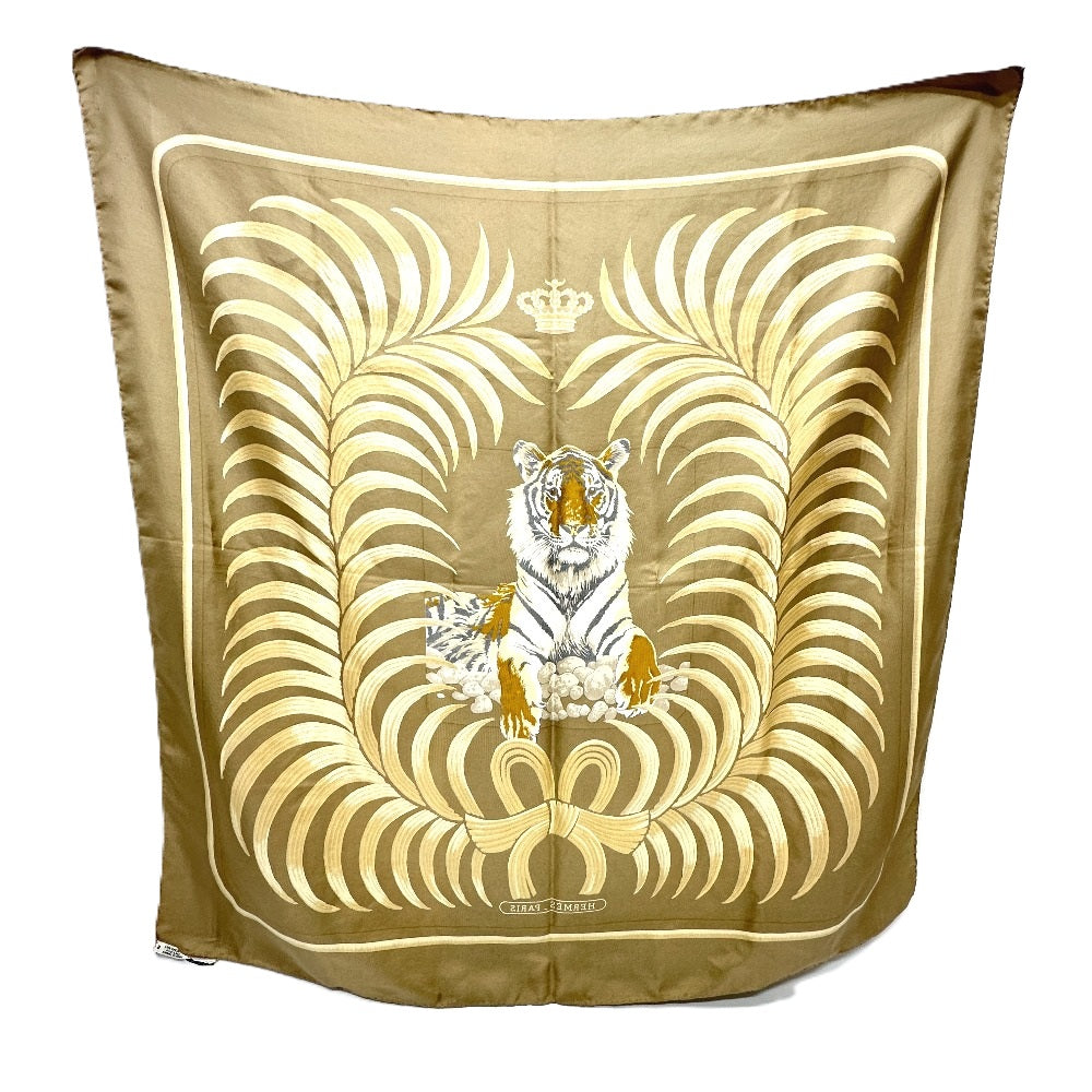 HERMES カレ90 TIGER ROYAL 王者の虎 スカーフ シルク レディース ベージュ - brandshop-reference