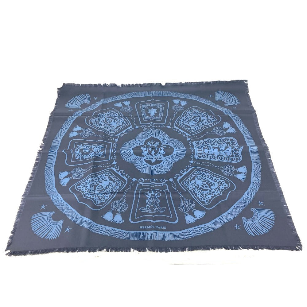 HERMES カレフリンジ80 Poste et Cavalerie サーベル飾袋 スカーフ シルク レディース ネイビー - brandshop-reference