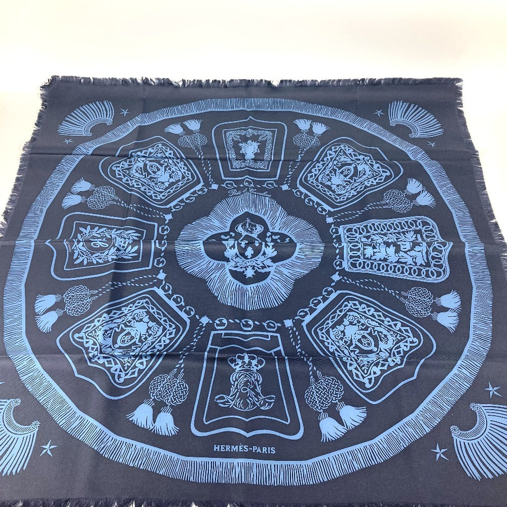 HERMES カレフリンジ80 Poste et Cavalerie サーベル飾袋 スカーフ シルク レディース ネイビー - brandshop-reference