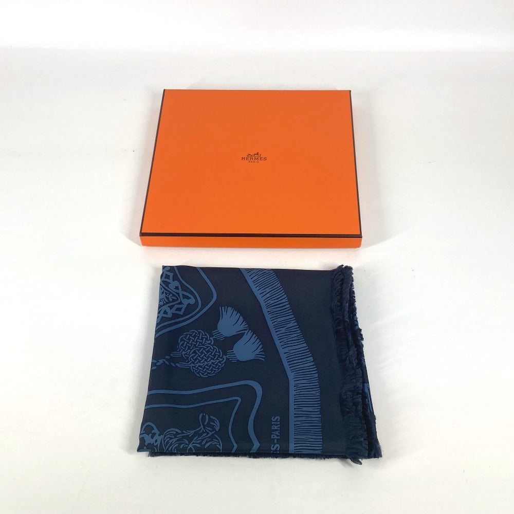 HERMES カレフリンジ80 Poste et Cavalerie サーベル飾袋 スカーフ シルク レディース ネイビー - brandshop-reference