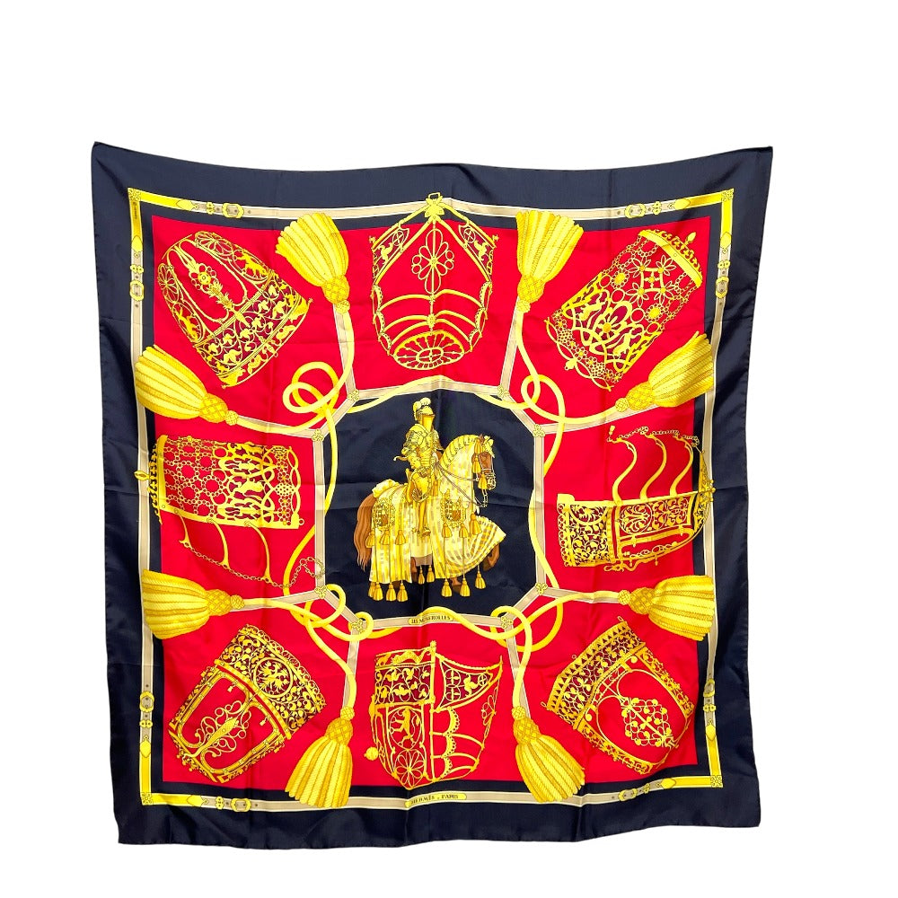 HERMES カレ90 LES MUSEROLLES 鼻革 カレ スカーフ スカーフ シルク レディース ブラック - brandshop-reference