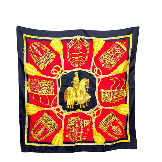 HERMES カレ90 LES MUSEROLLES 鼻革 カレ スカーフ スカーフ シルク レディース ブラック - brandshop-reference