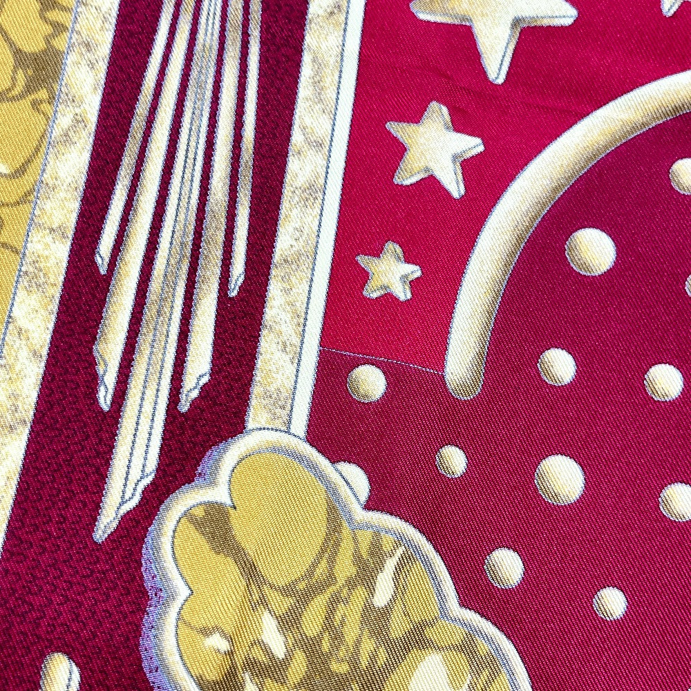 HERMES CARPE DIEM "Enjoy Today" Sun, Moon, and Stars Carré 90 Scarf, Silk, Women's, Red
