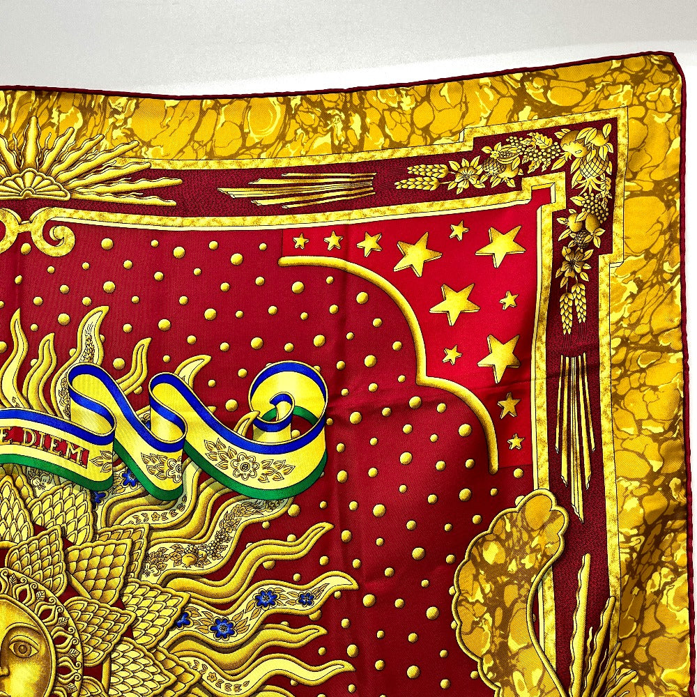 HERMES CARPE DIEM "Enjoy Today" Sun, Moon, and Stars Carré 90 Scarf, Silk, Women's, Red