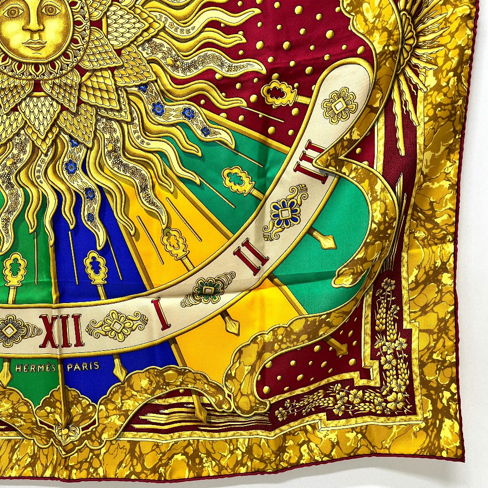 HERMES CARPE DIEM "Enjoy Today" Sun, Moon, and Stars Carré 90 Scarf, Silk, Women's, Red