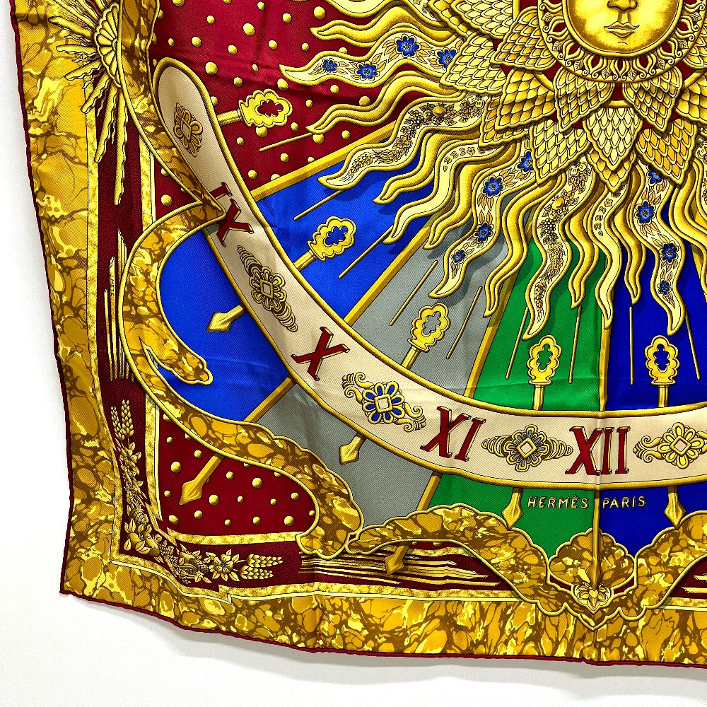 HERMES CARPE DIEM "Enjoy Today" Sun, Moon, and Stars Carré 90 Scarf, Silk, Women's, Red